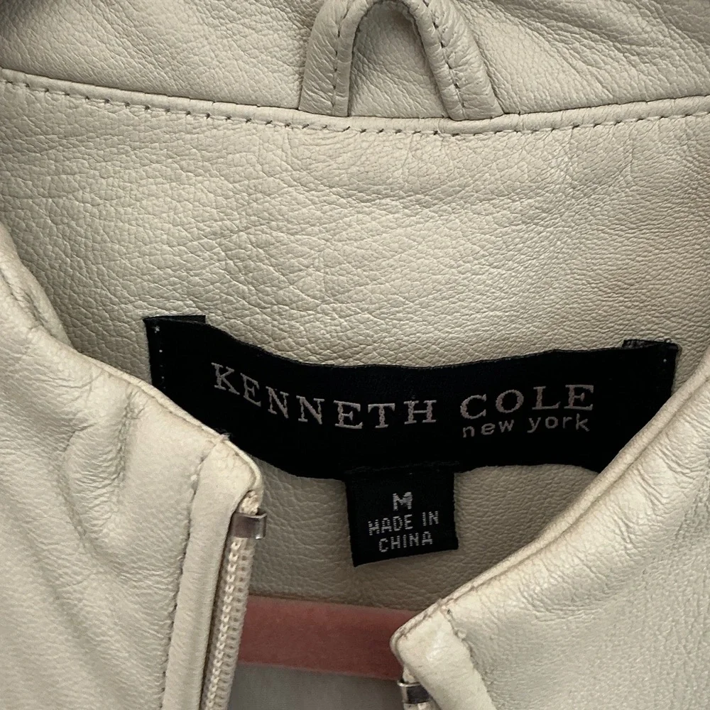 Kenneth Cole Light Beige Leather Jacket - Picture 3 of 3